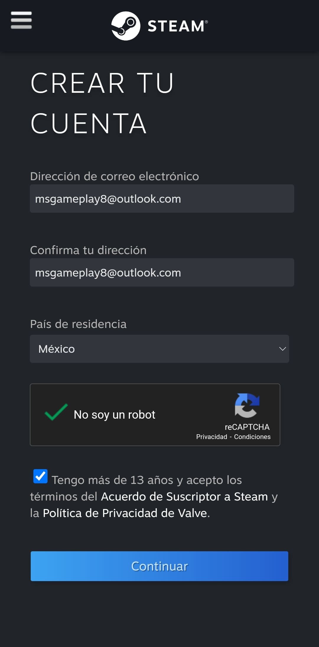 como hacer una cuenta de steam